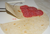 Nakrojený poloměr na tortille a pokladený 2. kvadrant (čtvrtina)
